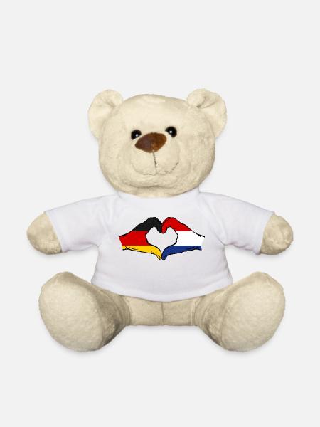Deutschland Holland Flagge Hände Herzform - Teddy - Weiß