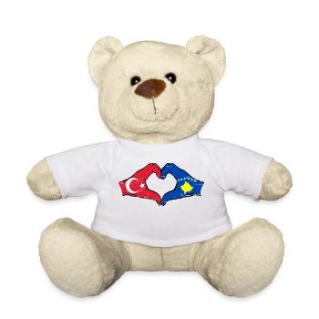 Drapeau de la Turquie Kosovo mains forme de coeur utilisé - Nounours - blanc - Devant
