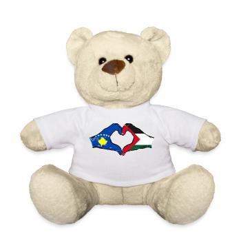 Kosovo Palestine Drapeau Mains Coeur Forme Utilisé - Nounours - blanc - Devant