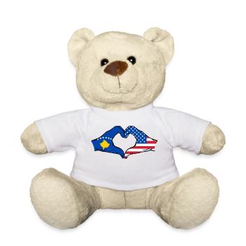 Kosovo USA Flag Hands Heart Shape - Teddy Bear - white - Front