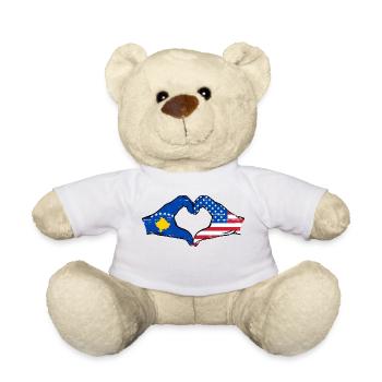 Kosovo USA Flag Hands Heart Shape Used - Teddy Bear - white - Front