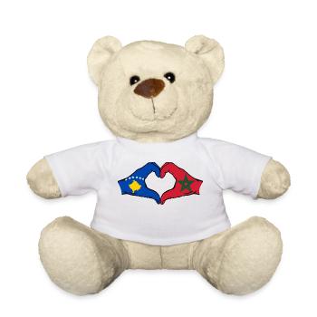 Kosovo Maroc Drapeau Mains Coeur Forme - Nounours - blanc - Devant