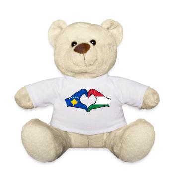 Kosovo Hungary Flag Hands Heart Shape - Teddy Bear - white - Front