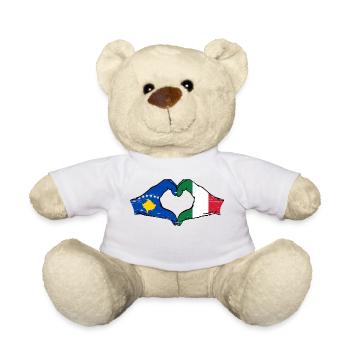 Kosovo Italy Flag Hands Heart Shape Used - Teddy Bear - white - Front