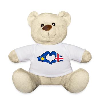 Kosovo Iceland Flag Hands Heart Shape Used - Teddy Bear - white - Front