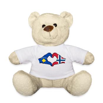 Kosovo Norway Flag Hands Heart Shape - Teddy Bear - white - Front
