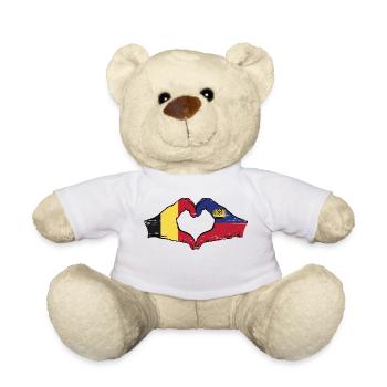 Belgien Liechtenstein Flagge Hände Herzform used - Teddy - Weiß - Vorne