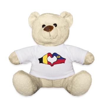 Belgien Liechtenstein Flagge Hände Herzform - Teddy - Weiß - Vorne