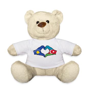 Kosovo Aserbaidschan Flagge Hände Herzform used - Teddy - Weiß - Vorne
