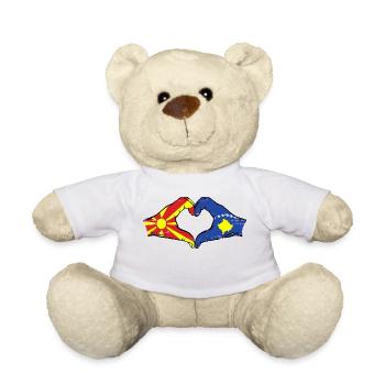 Mazedonien Kosovo Flagge Hände Herzform used - Teddy - Weiß - Vorne