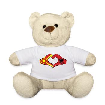 Macédoine Albanie drapeau mains forme de coeur utilisé - Nounours - blanc - Devant