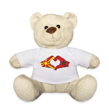 Macédoine Maroc Drapeau Mains Coeur Forme - Nounours - blanc - Devant