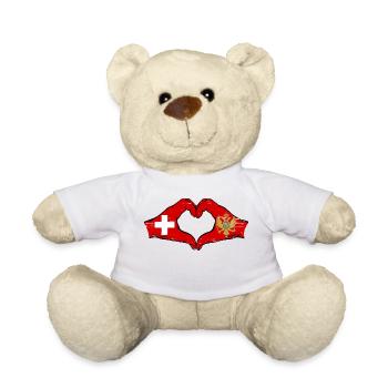 Suisse Monténégro drapeau mains forme de coeur utilisé - Nounours - blanc - Devant