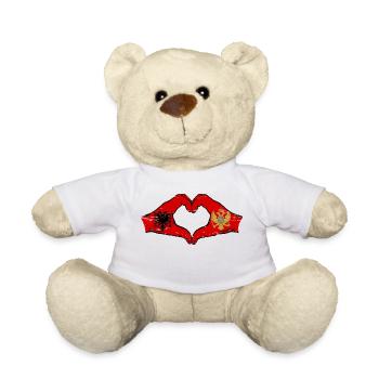 Albanie Monténégro drapeau mains forme de coeur utilisé - Nounours - blanc - Devant