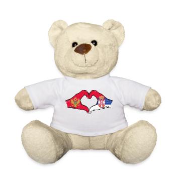 Montenegro Serbien Flagge Hände Herzform used - Teddy - Weiß - Vorne