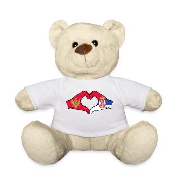 Montenegro Serbien Flagge Hände Herzform - Teddy - Weiß - Vorne