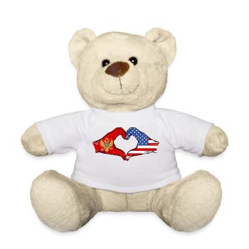 Montenegro United States flag hands heart shape used - Teddy Bear - white - Front