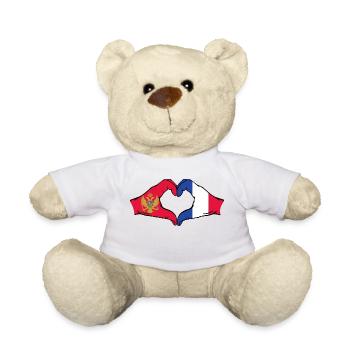 Montenegro France Flag Hands Heart Shape - Teddy Bear - white - Front
