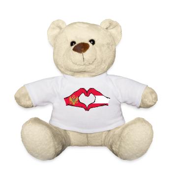 Montenegro Österreich Flagge Hände Herzform - Teddy - Weiß - Vorne