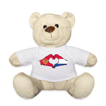 Monténégro Hollande Drapeau Mains Coeur Utilisé - Nounours - blanc - Devant