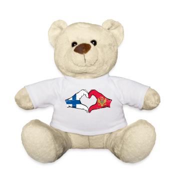 Finnland Montenegro Flagge Hände Herzform - Teddy - Weiß - Vorne