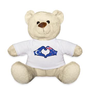 Uyghur New Zealand flag hands heart shape used - Teddy Bear - white - Front