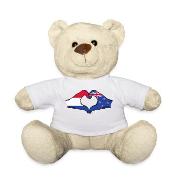 Holland Neuseeland Flagge Hände Herzform - Teddy - Weiß - Vorne