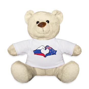 Drapeau de la Russie Nouvelle-Zélande Mains Coeur Forme Utilisé - Nounours - blanc - Devant
