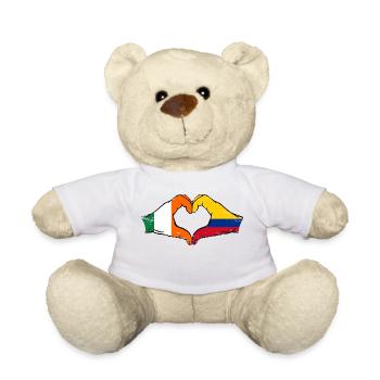 Ireland Colombia Flag Hands Heart Shape Used - Teddy Bear - white - Front