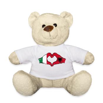 Italie Albanie drapeau mains forme de coeur utilisé - Nounours - blanc - Devant
