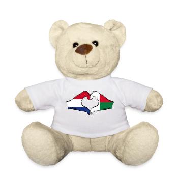 Holland Madagascar Flag Hands Heart Shape - Teddy Bear - white - Front