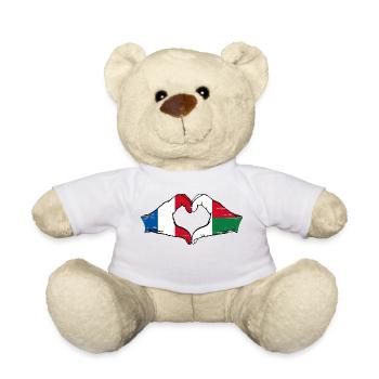 France Madagascar Drapeau Mains Coeur Forme Utilisé - Nounours - blanc - Devant