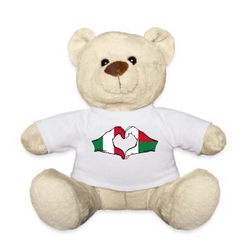 Italien Madagaskar Flagge Hände Herzform - Teddy - Weiß - Vorne