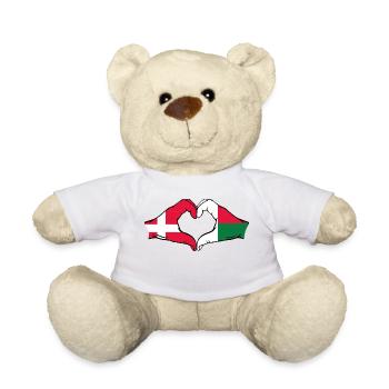 Danemark Madagascar Drapeau Mains Coeur Forme - Nounours - blanc - Devant