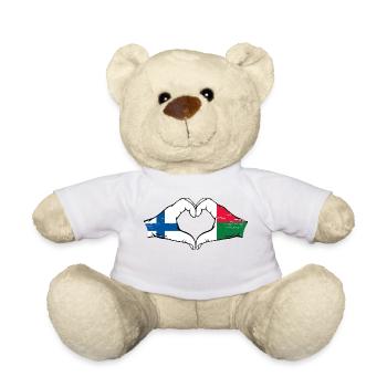 Finlande Madagascar drapeau mains forme coeur utilisé - Nounours - blanc - Devant