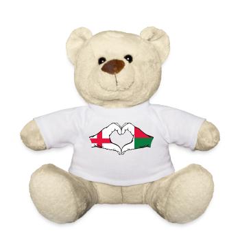 Angleterre Madagascar Drapeau Mains Coeur Forme - Nounours - blanc - Devant