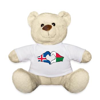 Islande Madagascar Drapeau Mains Coeur Forme - Nounours - blanc - Devant