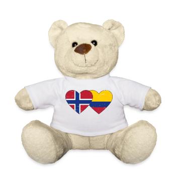 Norvège Colombie Drapeau Coeur Utilisé - Nounours - blanc - Devant