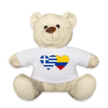 Griechenland Kolumbien Flagge Herz used - Teddy - Weiß - Vorne