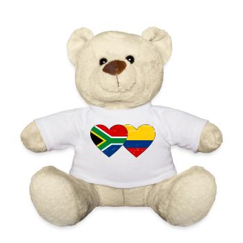 Afrique du Sud Colombie Drapeau Coeur Utilisé - Nounours - blanc - Devant
