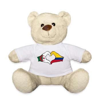 Algeria Colombia Flag Hands Heart Shape - Teddy Bear - white - Front