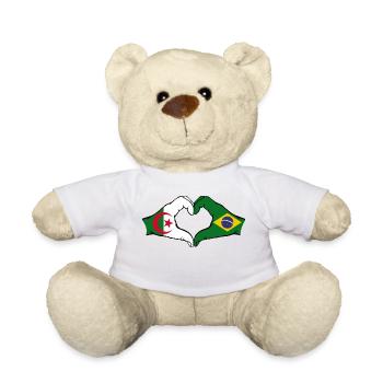 Algeria Brazil Flag Hands Heart Shape - Teddy Bear - white - Front