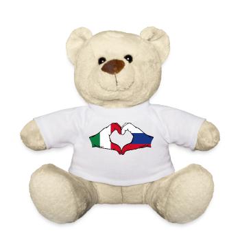 Italie Russie mains en forme de cœur - Nounours - blanc - Devant