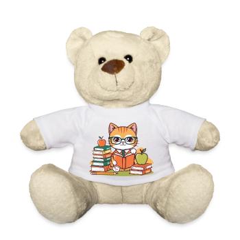 Retour à l'École : Chat Studieux Cartoon - Nounours - blanc - Devant