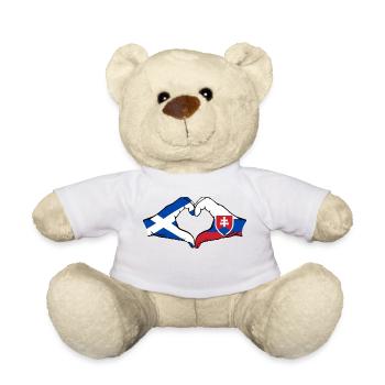 Ecosse Slovaquie Mains Coeur Forme - Nounours - blanc - Devant