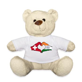 Switzerland India hands heart shape - Teddy Bear - white - Front
