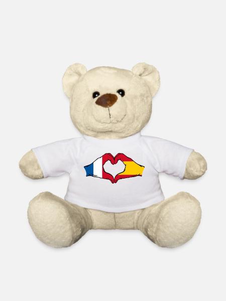 France Espagne mains en forme de cœur - Nounours - blanc