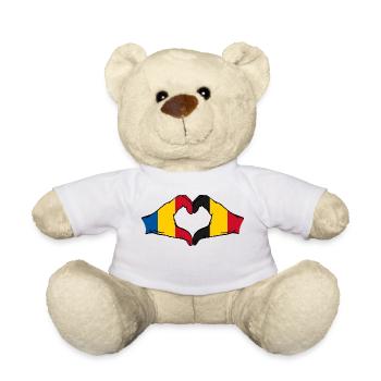 Romania Belgium hands heart shape - Teddy Bear - white - Front