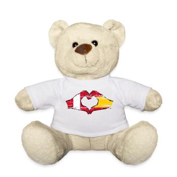 Peru Spain hands heart shape used - Teddy Bear - white - Front