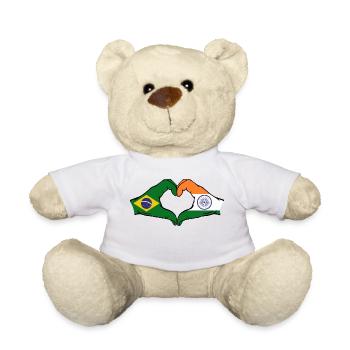 Brazil India Hands Heart Shape - Teddy Bear - white - Front